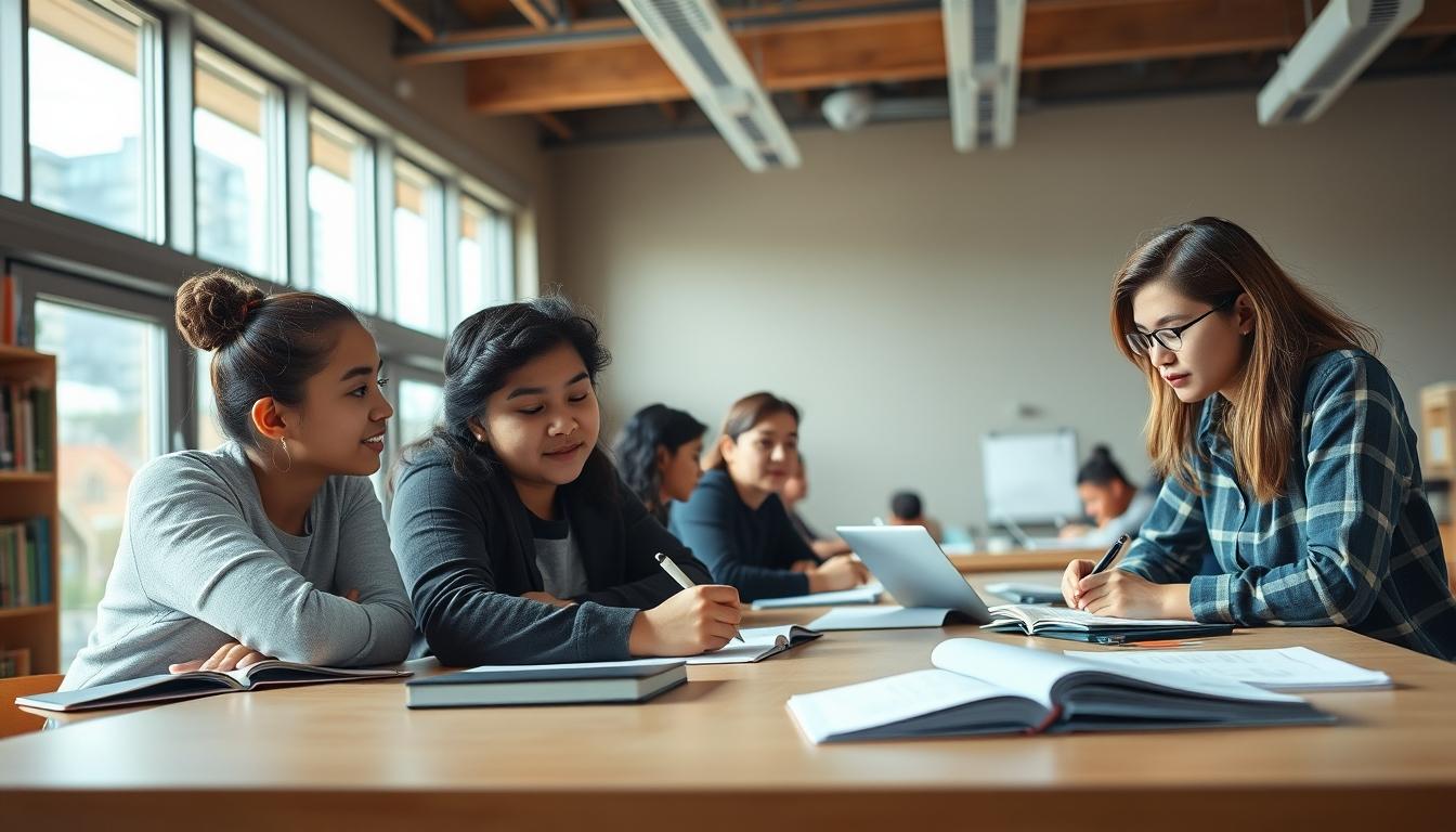 Students working in research laboratory